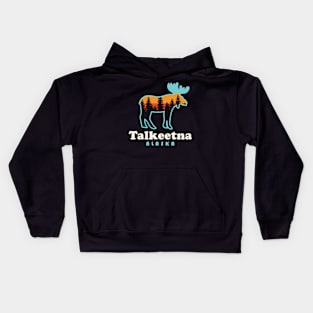 Talkeetna Alaska Moose Retro Outdoors Kids Hoodie